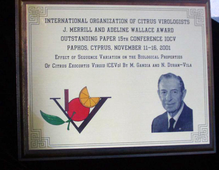 First Wallace Award, 2004 plaque
