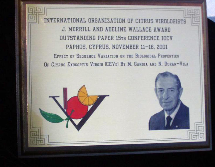 First Wallace Award, 2004 plaque First Wallace Award, 2004 plaque